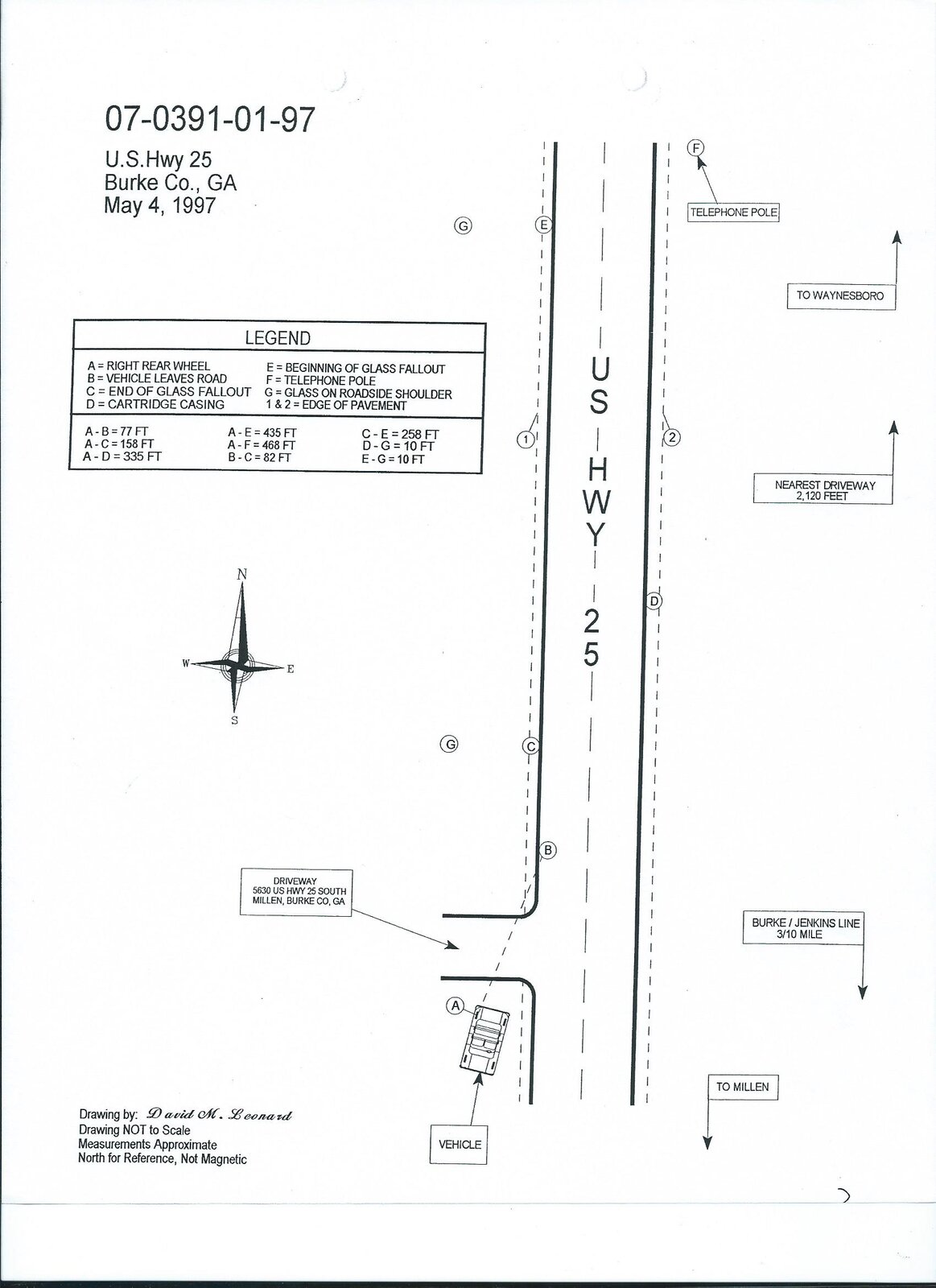 Scene drawing of U.S. Highway 25, Burke County, Georgia, dated May 4, 1997